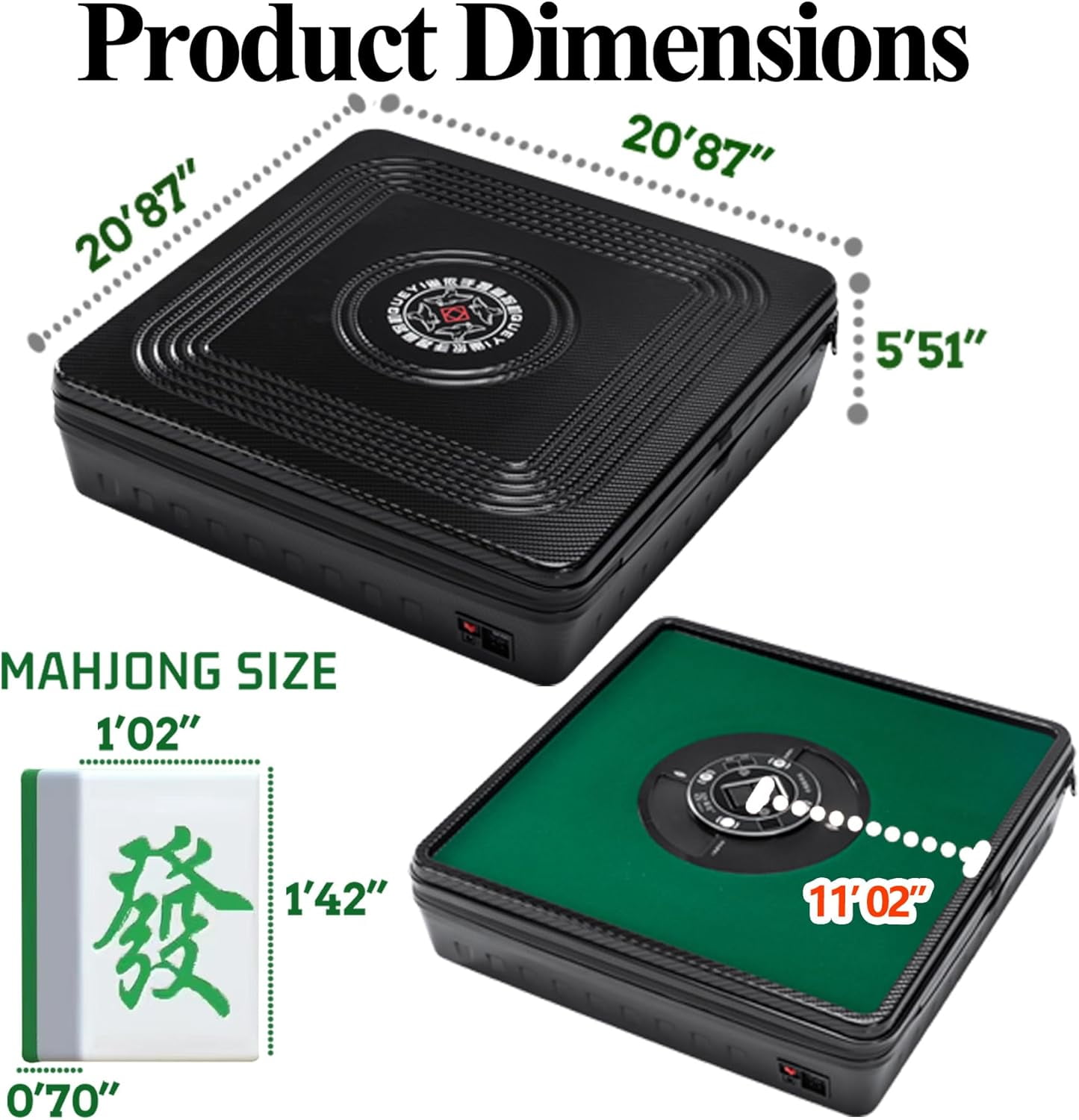 Automatic Mahjong Table, Portable Mahjong Table with 144 Magnetic Tiles and 8 Jokers for Outdoor & Home Fun, Compatible with both Chinese and American Mahjong, Suitable for Mahjong Enthusiasts, green