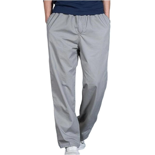 Plus Size Pants for Men Drawstring Elastic Waist Golf Pants Cotton Loose Tactical Sweatpants Workout Outdoor Trousers