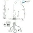 thumbnail image 5 of BWE Kitchen Faucet Matte Black with Pull Out Sprayer 3 Spray Modes Farmhouse Single Handle Singe Lever Gooseneck High Arc Kitchen Sink Faucet with Deck Plate Commercial Bar Kitchen Faucets, 5 of 9