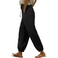 thumbnail image 4 of Ashirexll Winter Women Pants Casual Pants for Women Elastic High Waist Linen Trousers with Pockets Fashion Warm Comfortable Wear, 4 of 7