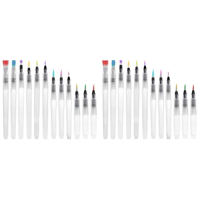 24 PCS Water Color Brush Pen Set, Watercolor Paint Pens, Water Color Water-Base Markers, Water Soluble Colored Pencil
