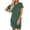 Dark Green, variant on Laqbezok Ribbed Knit Pocket Dress, Casual Textured Vertical Short Sleeve Stripe Mini Dress, Slimming Round Neck Summer T-Shirt Dress, Solid Color Tunic Sun Dress