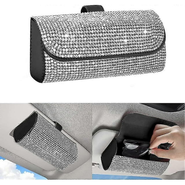 Sunglass Holder For Car Sun Visor Glasses Holder Auto Eyeglasses Storage Car Glasses Case Sunglasses Clip For Car Visor Bling Decoration Car Interior(
