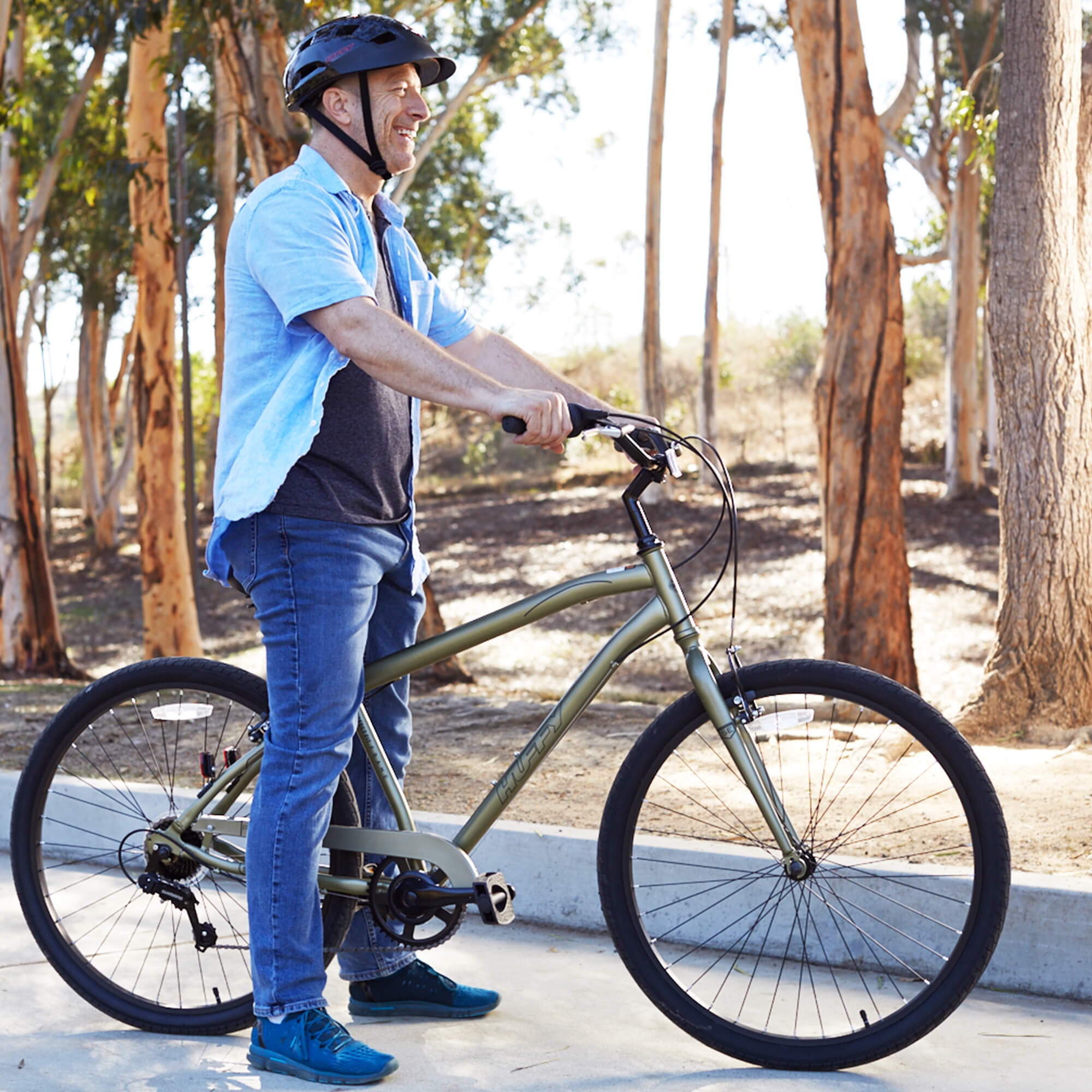 Huffy 27.5" Parkside Comfort Bike, Fits Riders 5'0"+, Sage Green, Adult, Men's