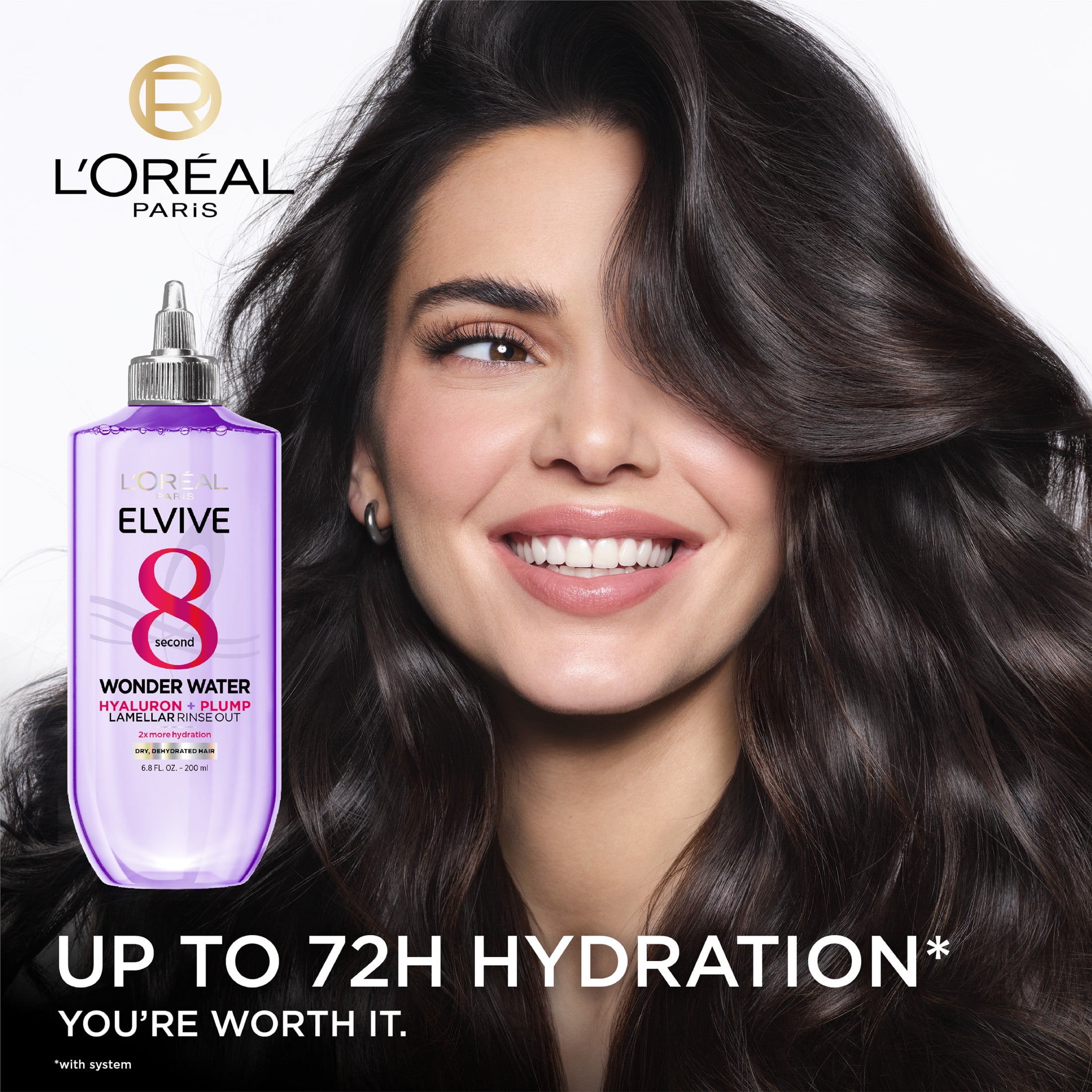 LOreal Paris Elvive Hyaluron Plump Hydration Wonder Water Rinseout Treatment, Squeeze, 6.8 fl oz  (图4)