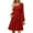 Red, variant on Winter Dresses for Women Solid Color Lantern Sleeve Midi Dress Round Neck Pullover Button Pocket Dress Long Sleeve Knit Dress