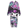 thumbnail image 3 of Kuromi And My Melody Unisex Onesie Pajamas Zipper Jumpsuit Hooded One Piece Sleepwear for Family Mens Womens, 3 of 8
