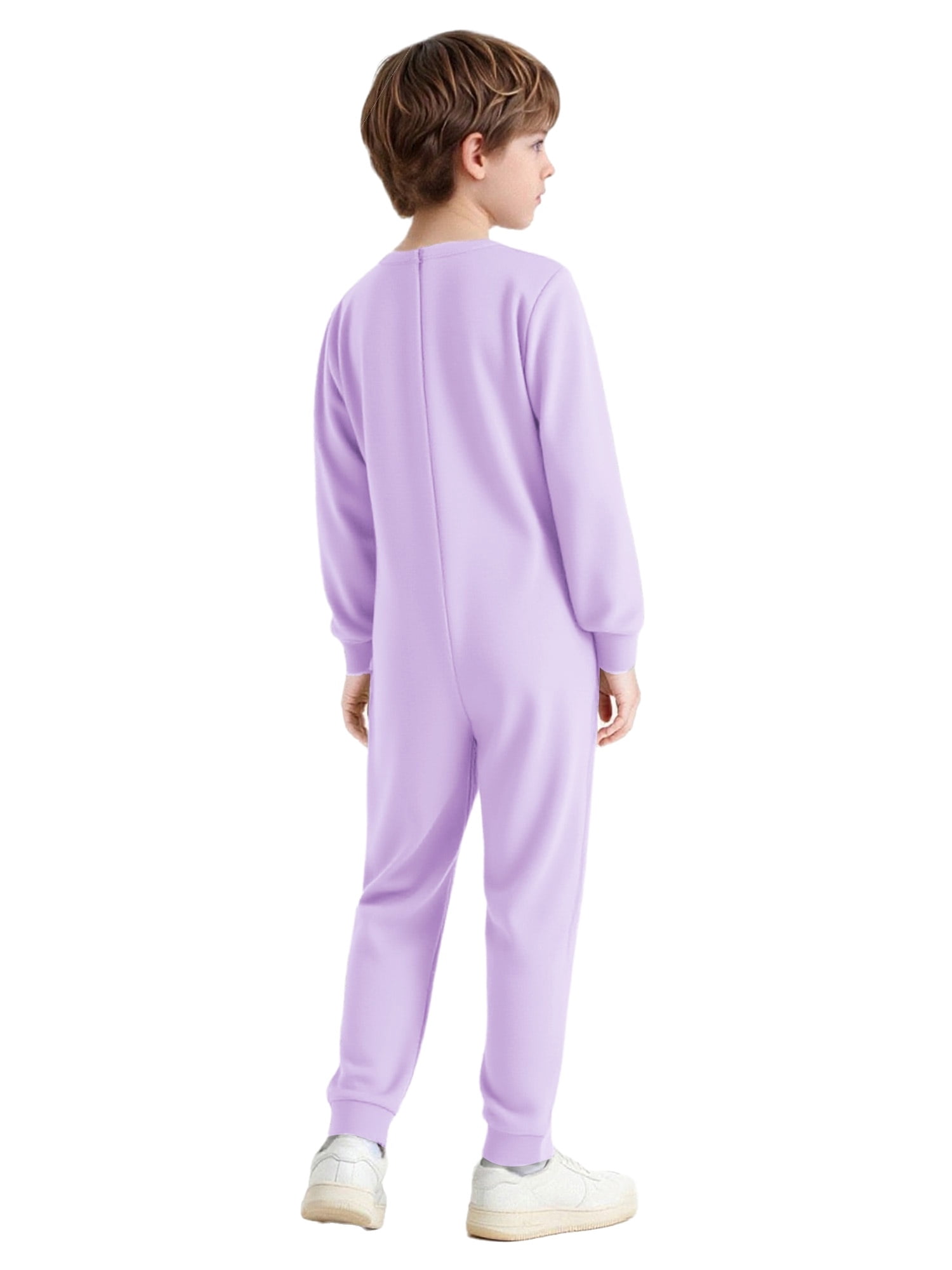 Miutii Unisex Girls Boys One-piece Jumpsuit Full Body Romper Special Needs Adaptive Clothes 6-16 Years Lavender 14