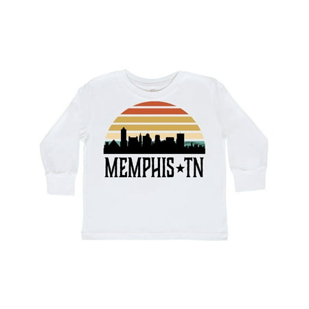 

Inktastic Memphis Tennessee Skyline Retro Sunset Gift Toddler Boy or Toddler Girl Long Sleeve T-Shirt