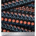 thumbnail image 2 of Soimoi Blue Rayon Fabric Leaves & Floral Artistic Print Sewing Fabric Yard 42 Inch Wide, 2 of 4