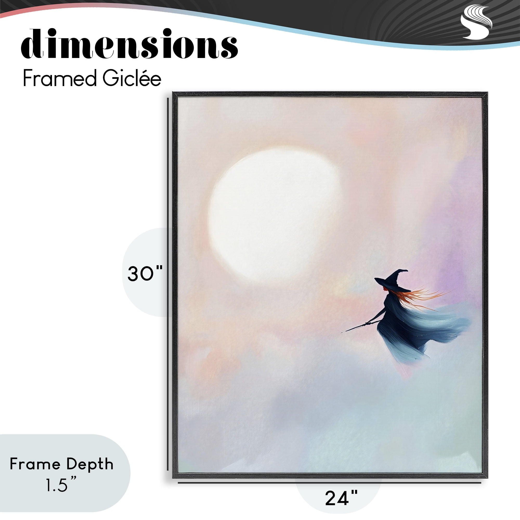 Stupell Industries Witch Flying at Sunset Black Framed Giclee Art, design by The Prints Vibe