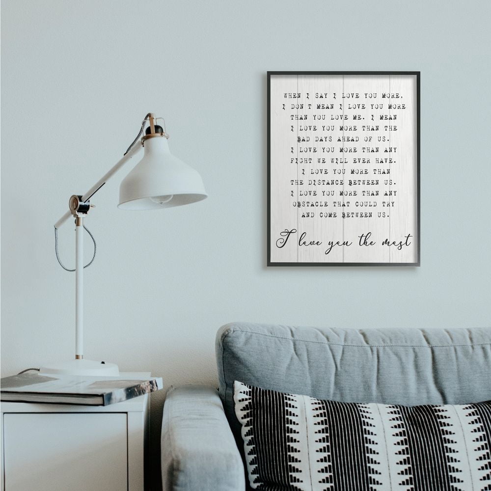 Stupell Industries Inspirational I love You the Most Phrase Couple Relationship Framed Wall Art Design by Daphne Polselli, 24" x 30", Black Framed