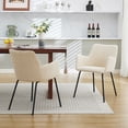 thumbnail image 3 of Zesthouse Linen Fabric Dining Chairs Set of 2, Modern Upholstered Small Accent Arm Chairs with Black Legs, Mid Century Comfy Chairs for Living Dining Room, Beige, 3 of 16