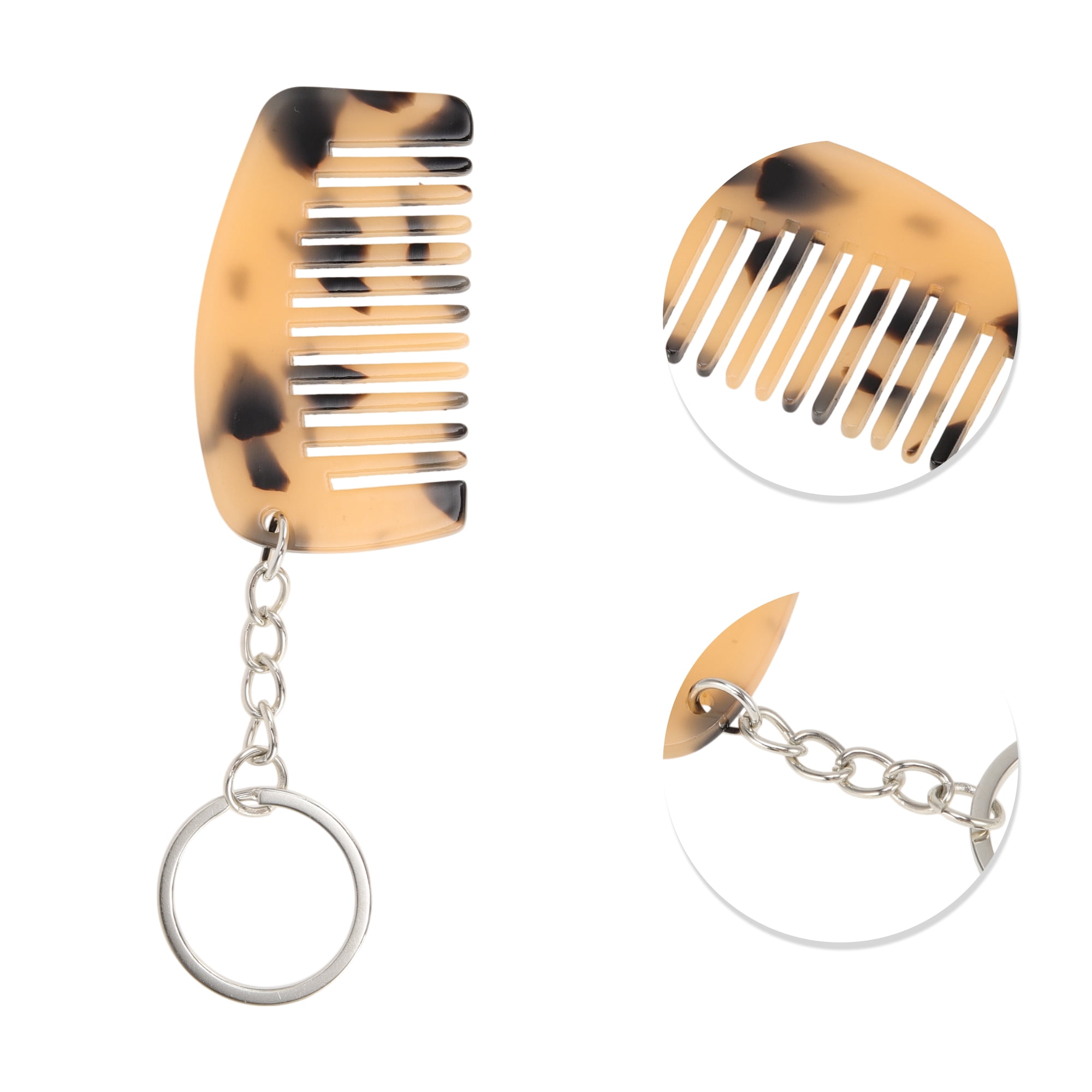 Unique Bargains 1 Pc Durable Mini Keychain Hair Comb for All Hair Types Styles Light Brown