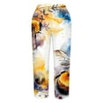 thumbnail image 4 of gbyLJF Women's Capri Pants Fashion Print Casual Boho Cotton Linen Cropped Pant Baggy Straight Leg Lounge Trousers Multicolor 3XL, 4 of 6