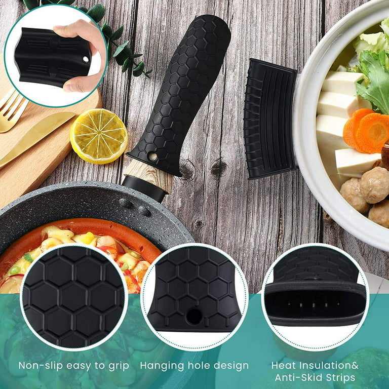 TSV 4pcs Hot Handle Holders, Heat Resistant Pot Handle Covers for Cast Iron  Skillets, Non-Slip Silicone Griddle Grip Sleeves