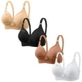 thumbnail image 1 of Soutiens-gorge pour Femmes, 4 Pcs Soutien-Gorge Imprimé pour Femme, Rassemblé, Grande Taille, Soutien-Gorge Quotidien Sans Armatures, Soutien-Gorge Quotidien, 1 of 5