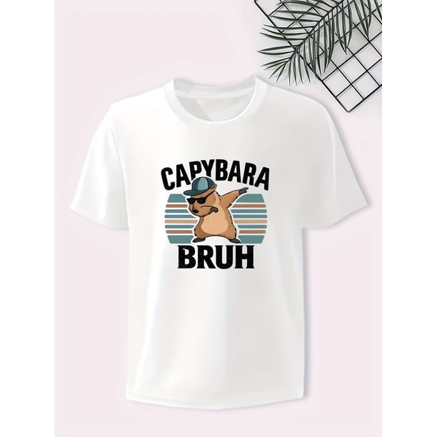 Boys' "Capybara Park" Graphic T-Shirt - Soft Cotton, Crew Neck, Short Sleeve, Machine Washable - Ideal for Summer Outdoor Fun