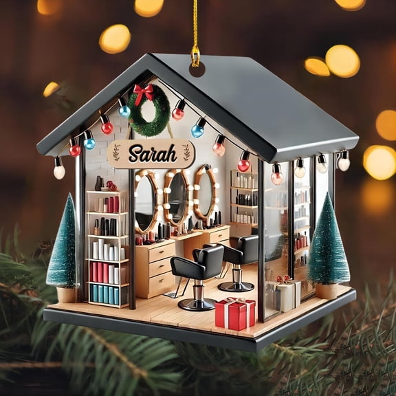 Hair Salon 2d Acrylic Christmas Decoration Hanging Ornament for Festive Home Party Window Door Tree Garage