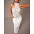 thumbnail image 5 of White Sleeveless High-Neck Lace Sheer Asymmetrical Maxi Dress For Women Elegant Evening Party Dress, 5 of 7
