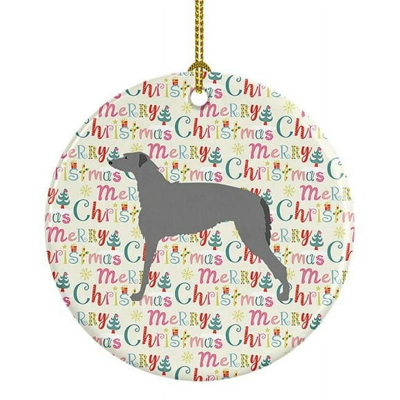 Scottish Deerhound Merry Christmas Ceramic Ornament 2.8 in x 2.8 in