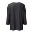 thumbnail image 4 of DENGDENG Ladies Three Quarter Sleeve Tops Casual Summer Button Down Shirt Solid Elbow Cardigan Shirts Three Quarter Length Petite T Shirts Loose Fit Tunic Tops Black XXL, 4 of 5