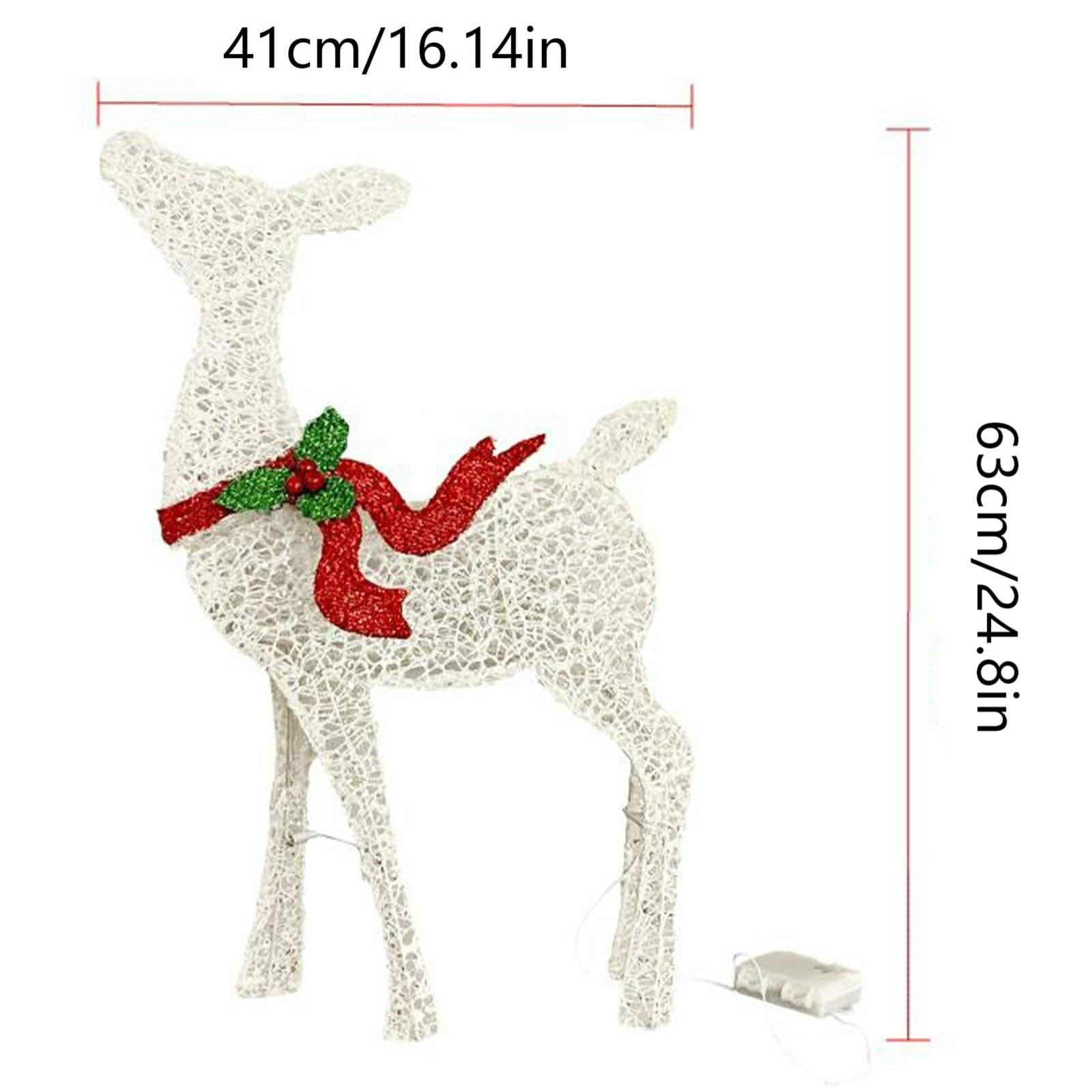 EWASWON Christmas Christmas Glowing Deer Lights, Outdoor Waterproof Reindeer Decor, Battery-Powered Indoor Outdoor String Lights for Yard Garden Xmas Decoration, White