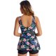 thumbnail image 4 of Traje de baño Tankini para mujer, traje de baño de dos piezas con lazo frontal, Control de barriga, elástico, transpirable, sin espalda, traje de baño con flor de lirio, pantalones cortos negros M, 4 of 6