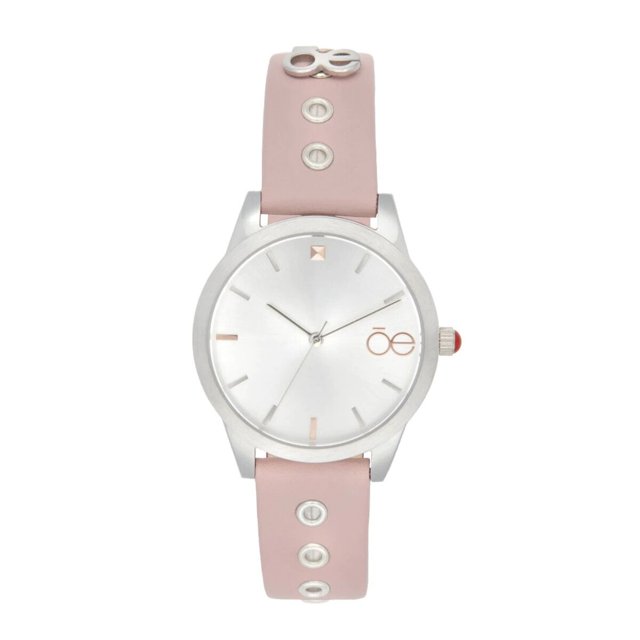 Reloj Cloe Luana Cristal, Análogo, Correa Cuero De Color Rosa Cloe OE1933-PK