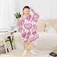 thumbnail image 6 of Wearable Blanket with Sleeves and Pocket Oversized Hooded Sweatshirt 3-14 YR Pink and Red Hearts Pattern L, 6 of 7