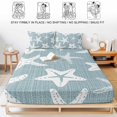 thumbnail image 5 of Twin Sze Fitted Sheet Set - Coastal Starfish 2 Piece Bedding Sets 16" Deep Pocket Fitted Sheet with 1 Pillowcase, Slate Blue Nautical Vintage Marine Life Brushed Microfiber Hotel Luxury Bed Sheets, 5 of 9