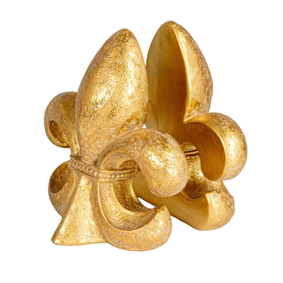 Creative Co-Op Decorative Fleur de Lis Resin Bookends, Gold