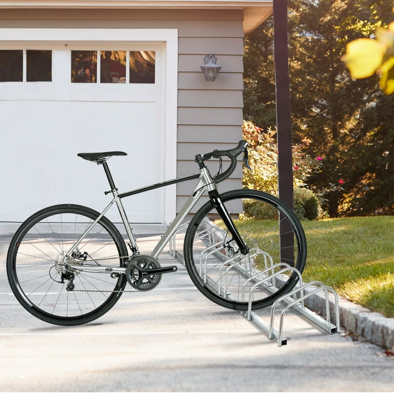 VEVOR 111 Length Floor Bike Rack 9 Holders All-Steel Grid Bike Rack Single-Side Storage Stand for Garages Streets Yards
