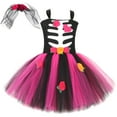 thumbnail image 1 of HNMKIU Robe de Concours Florale d'Halloween Sans Manches à Imprimé Os pour Filles, Tenue de Soirée Performance Mode Noire, 7-9 Ans, 1 of 3