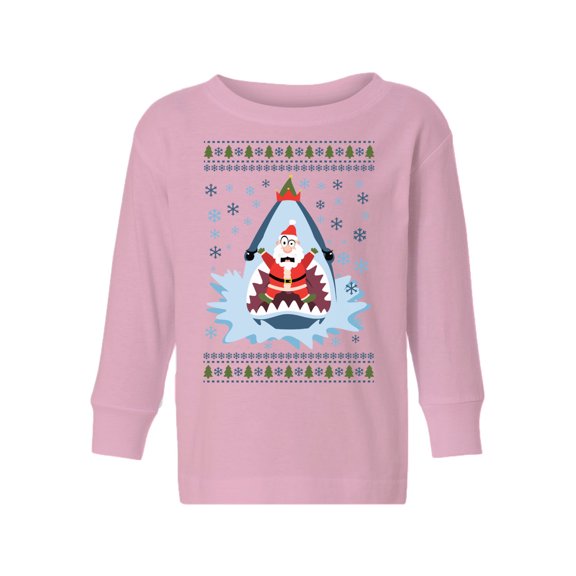 Awkward Styles Toddler Christmas Sweater Long Sleeve Toddler Christmas Shirt for Boys Girls Santa in Shark Sweater