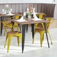 thumbnail image 2 of Flash Furniture Luna Commercial Grade Yellow Metal Indoor-Outdoor Chair with Arms with Teak Poly Resin Wood Seat, 2 of 13