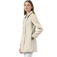 thumbnail image 3 of INSPIRE CHIC Women's Turn Down Collar Double Breasted Mid Length Overcoat, 3 of 7