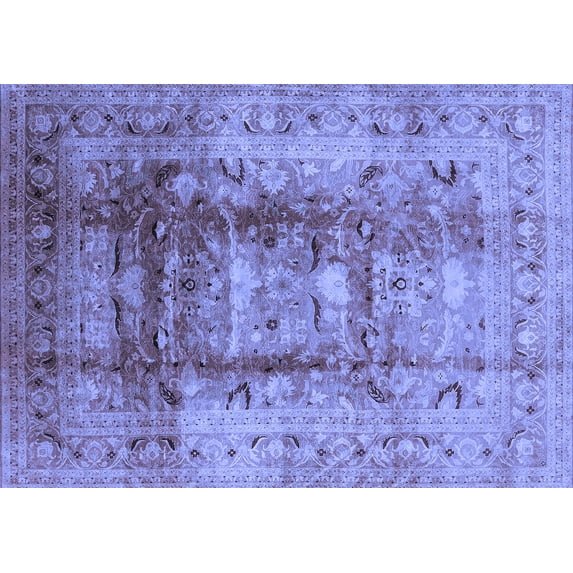 Ahgly Company Machine Washable Indoor Rectangle Oriental Blue Traditional Area Rugs, 5' x 8'
