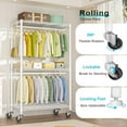 thumbnail image 6 of P3 Rolling Clothes Rack, Clothing Racks for Hanging Clothes, Heavy Duty Garment Rack with Wheels, Freestanding Portable Closet Organizer 39.4''W x 14''D x 78.5''H, Max Load 464 LBS, White, 6 of 18