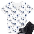 thumbnail image 6 of Tnhcen Women's Summer Floral Print Top, Snap Button V-Neck Short Sleeve Blouse, Soft Breathable Casual T-Shirt for Women, Sizes S-2XL, 6 of 7