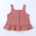 thumbnail image 3 of Godderr Newborn Girls Solid Color Suspender Off-Shoulder Top Shorts Suspender Top Shorts Two-Piece Set 3-24M, 3 of 5