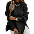 thumbnail image 1 of Oucaili Suéteres gruesos térmicos de invierno para mujer, suéter de Color sólido, suéteres de punto de manga larga, suéter con abertura lateral, Tops, 1 of 2