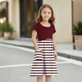 thumbnail image 6 of Lumtrix Girls Short Sleeve Boho Polka Dot A-Line Dress with Pockets Summer Casual Lightweight Sundress for 3-14 Years Wine 150, 6 of 8