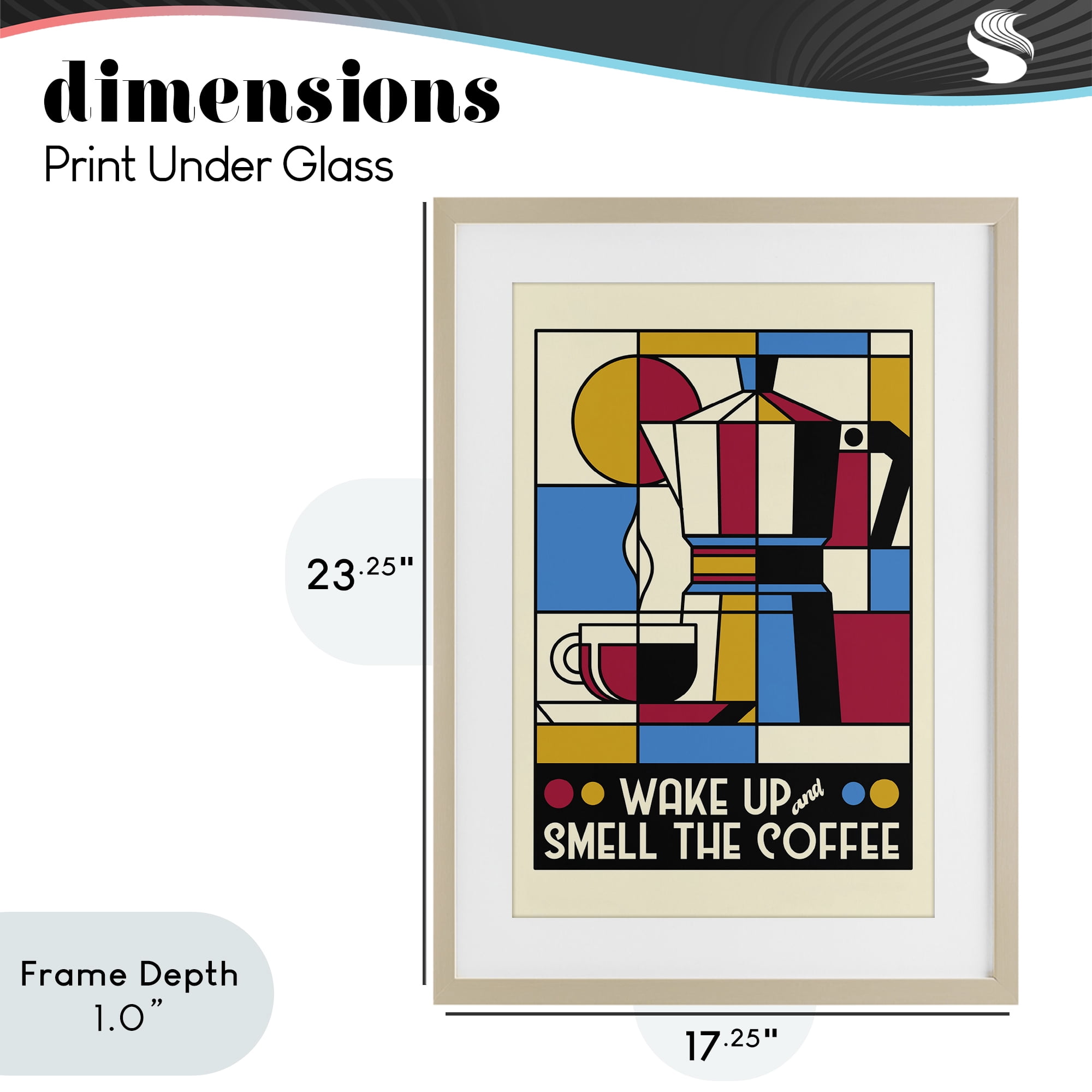 Stupell Industries Retro Wake Up & Smell Coffee Birch Framed Print Under Glass, design by Tobe Fonseca