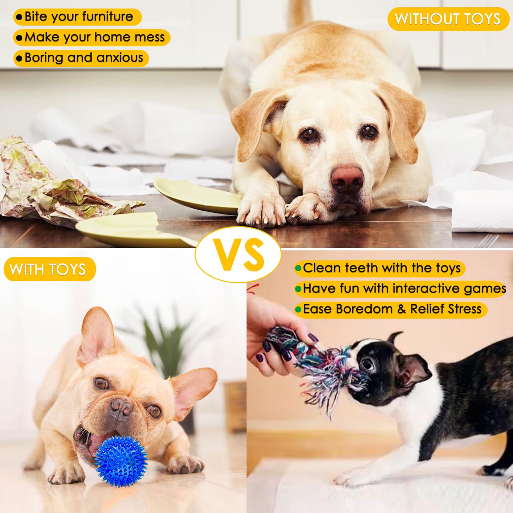 Dog Toys 25 Pack for Puppy and Small Dogs, Squeaky Plush Toys, Chew Toys for Teething, Rope Toys for Tug of War, Interactive Playtime, Multicolor