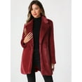 thumbnail image 3 of DARING DIVA Women's Lapel Faux Fur Fuzzy Warm Jacket Overcoat XL Red, 3 of 6
