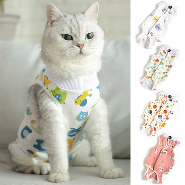 Shulemin Cat Weaning Suit Cartoon Pattern Antilicking Pet Cats