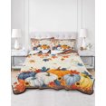 thumbnail image 2 of Quilt King Size Bedding Set, Thanksgiving Reversible Summer Quilt 3 Pieces, Boho Fall Squirrel Pumpkin Maple Stripe Lightweight Bedspreads Coverlets with 2 Pillow Shams for All Seasons, 2 of 5