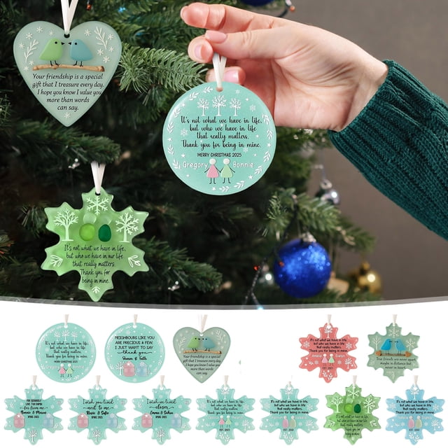 Adornos Navideños de Vidrio Marino En Acrílico 2D | Regalo Navideño Artesanal para Recordar La Amistad | Arte En Vidrio Marino con Forma de Copo de Nieve | Decoración Navideña Única