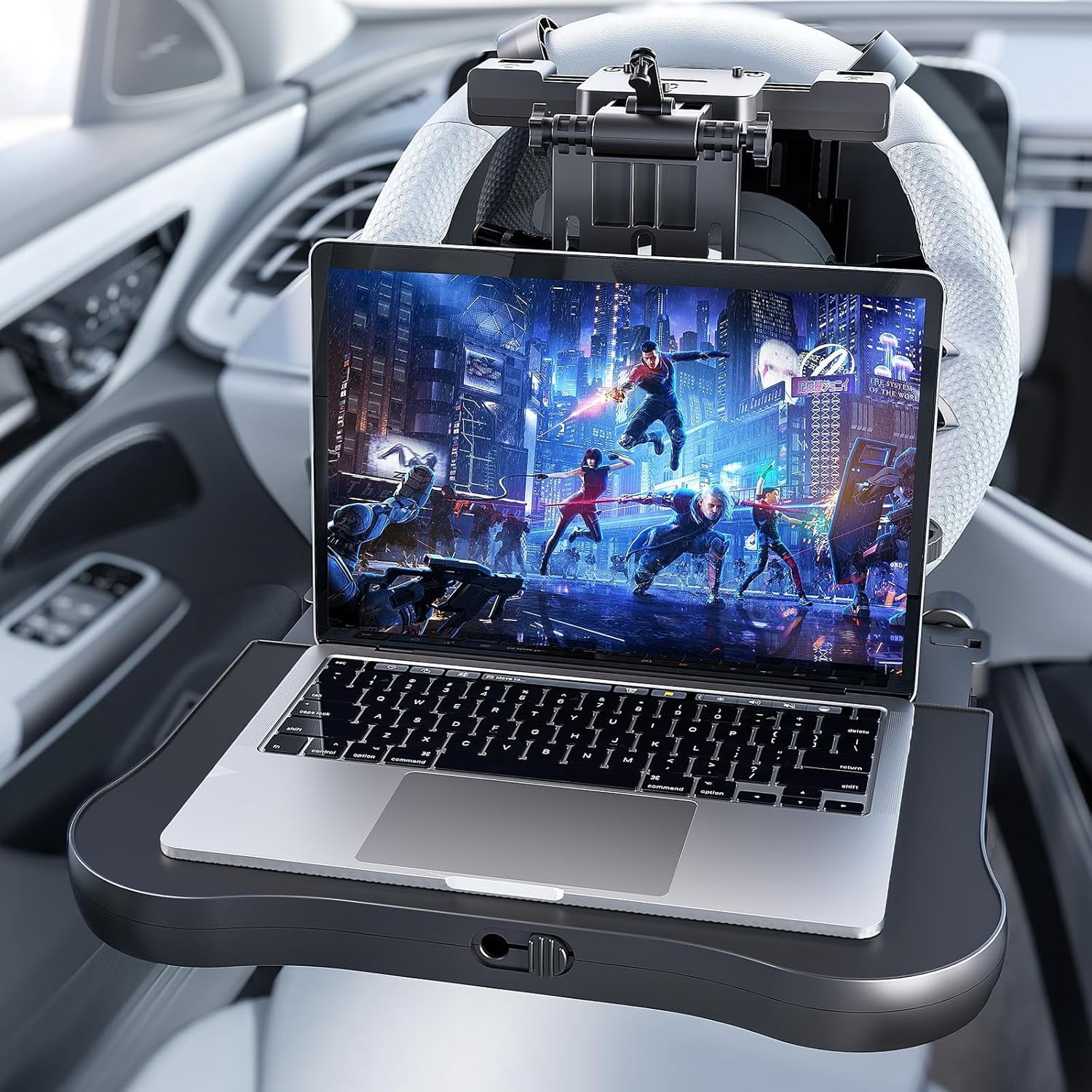 HSWT Car Seat Tray Table - Adjustable Kids Travel Car Food Trays for Eating Passenger Roadtrip Back Seat Organizer Pastime/Working/Dinning Desk